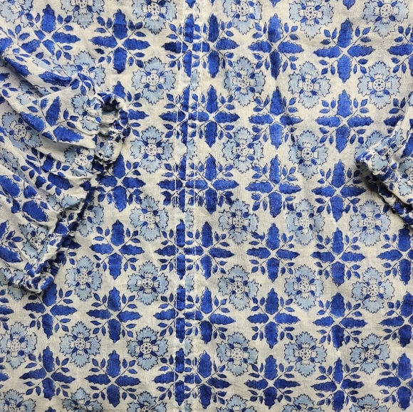 Roller Rabbit Lilian Lucy Top Size Womwn's Small Blue White Blouse - Picture 4 of 12